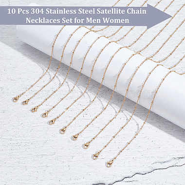 10Pcs 304 Stainless Steel Satellite Chain Necklaces Set for Men Women(MAK-NB0001-14)-4