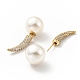 Clear Cubic Zirconia Horn with Acrylic Pearl Front Back Stud Earrings(EJEW-G295-02A-G)-2