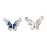 Alloy Rhinestone Charms, with Enamel, Butterfly Charm, Platinum, 12x6.5x1.5mm, Hole: 1mm(PALLOY-Q449-03P)