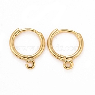 Rack Plating Eco-friendly Brass Hoop Earring Findings, with Horizontal Loop, Lead Free & Cadmium Free, Ring, Real 24K Gold Plated, 14x11.5x1.5mm, Hole: 1mm, Pin: 0.5mm(KK-D075-07G-RS)