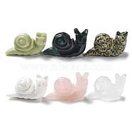 Natural Gemstone Carved Healing Snail Figurines, Reiki Energy Stone Display Decorations, 58~62x24~26x35~38.5mm(G-K342-02)