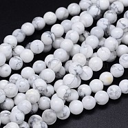 Round Natural Howlite Bead Strands, 10mm, Hole: 1mm, about 39pcs/strand, 15.3 inch(G-F222-14-10mm)