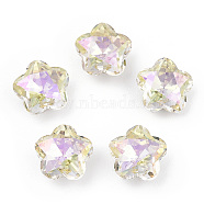 K9 Glass Rhinestone Cabochons, Pointed Back & Back Plated, Faceted, Plum Blossom, Jonquil, 8x8x4mm(MRMJ-T075-02)