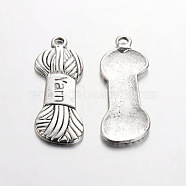 Tibetan Style Alloy Pendants, Lead Free & Cadmium Free, Yarn Clew, Antique Silver, 11x30x1mm, Hole: 2mm(TIBEP-3229-AS-RS)