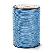 Round Waxed Polyester Thread String, Micro Macrame Cord, Twisted Cord, for Leather Sewing Stitching, Sky Blue, 0.55mm, about 131.23 yards(120m)/roll(YC-D004-02C-022)
