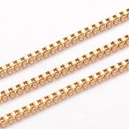 Ion Plating(IP) 304 Stainless Steel Box Chains, Unwelded, for Jewelry Making, Golden, 2x2x1.5mm(CHS-K004-10G-1.5mm)