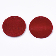 Flocky Alloy Pendants, Flat Round, FireBrick, 30x2.5mm, Hole: 1.8mm(X-PALLOY-S134-002C)