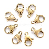 Ion Plating(IP) 304 Stainless Steel Lobster Claw Clasps, Parrot Trigger Clasps, Real 18K Gold Plated, 10x6x3mm, Hole: 1.5mm(X-STAS-H353-B-02G)