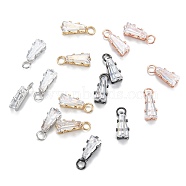 Brass Clear Cubic Zirconia Charms, Long-Lasting Plated, Trapezoid, Mixed Color, 11x3.5x3mm, Hole: 2mm(ZIRC-G170-10)