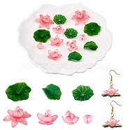 14 Pieces 7 Styles Acrylic Lotus Charm Pendant Colorful Flower Leaf Charm Plants Charm Pendant for Jewelry Earring Bracelet Making Crafts, Mixed Color, 30mm, Hole: 1.5mm(JX564A)