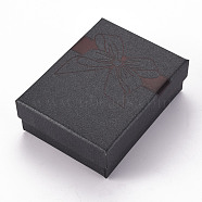 Cardboard Necklaces or Bracelets Boxes, with Sponge Inside, Rectangle, Bowknot Pattern, Gray, 9.1x6.9x3.15cm(CBOX-T003-02C)