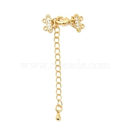Brass Curb Chain Extenders with Micro Pave Cubic Zirconia, End Chains with Lobster Claw Clasps and Double Strand Necklace Layering Clasps, Real 18K Gold Plated, 25mm(X-KK-I705-17G)
