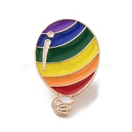Pride Rainbow Theme Enamel Pins, Light Gold Alloy Badge for Backpack Clothes, Colorful, Balloon, 24.5x16x1.5mm(JEWB-G031-01E)