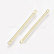 Brass Links connectors, Real 18K Gold Plated, 30x2x1.5mm, Hole: 1mm(X-KK-S348-192)
