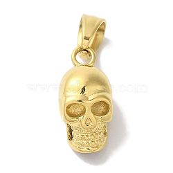 Ion Plating(IP) 304 Stainless Steel Pendants, Skull Charm, Golden, 19x9x9mm, Hole: 6.5x5mm(STAS-Z075-06G)