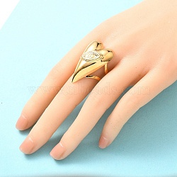 304 Stainless Steel Cuff Rings, Real 18K Gold Plated, Heart, 34.5x21.5mm, Inner Diameter: Adjustable(RJEW-E437-01G-03)