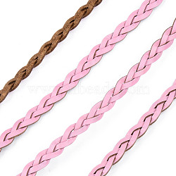 Braided PU Leather Cords, for Bracelet Necklace Jewelry Making, Pearl Pink, 5x2mm, about 54.68 yards(50m)/bundle(LC-S018-10J)