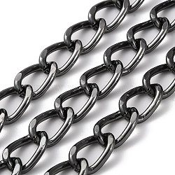 Oxidation Aluminum Faceted Curb Chains, Diamond Cut Chains, Unwelded, with Spool, Gunmetal, 16x10.5x2.5mm, about 65.62 Feet(20m)/Roll(CHA-E003-13B)