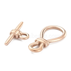 PVD Vacuum Plating 304 Stainless Steel Toggle Clasps, Rose Gold, Bar: 26x13.5x4.5mm, hole: 4x3mm, Clasp: 34x17x4mm, small inner diameter: 5.5x4.5mm, big inner diameter: 17x11.5mm(STAS-B020-09RG)