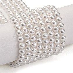 Baking Painted Pearlized Glass Pearl Round Bead Strands, White, 4mm, Hole: 0.7mm, about 102pcs/strand, 16.14''(41cm)(PEAR-H019-02A-04)