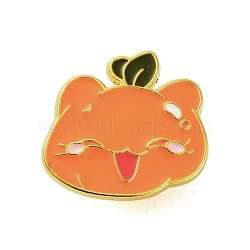 Halloween Theme Golden Alloy Brooches, Enamel Pins, Cat Shape, 20x22x1.5mm(JEWB-U002-06O)