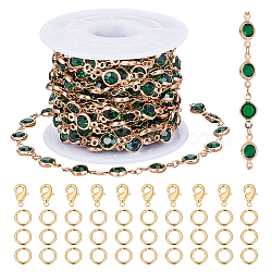 DIY Brass Rhinestone Jewelry Sets Making Kits, Green(DIY-OC0014-15A)