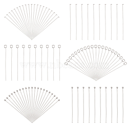 Elite 600Pcs 3 Styles 304 Stainless Steel Head Pins and Eye Pins Sets, Stainless Steel Color, 21 Gauge, 50x0.7mm, 200pcs/style(STAS-PH0004-89)