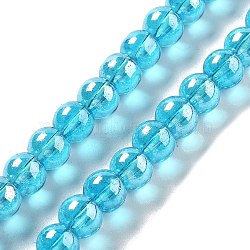 Handmade Lampwork Beads, Round, Cyan, 8.5x7.5mm, Hole: 1.4mm, about 89pcs/strand, 25.91''(65.8cm)(LAMP-Z008-01E)