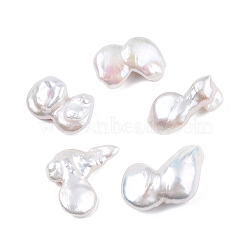 Baroque Natural Baroque Pearl Beads, Freshwater Pearl Beads, No Hole, Nuggets, White, 24.5~25.5x15~19x5~10mm(PEAR-N020-L14)