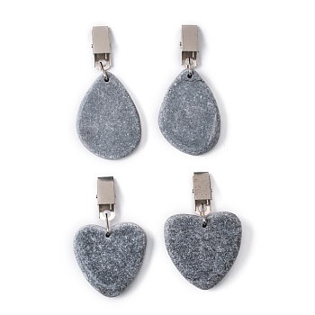 CHGCRAFT 4Pcs 2 Styles Natural Marble Cloth Tablecloth Weights, Oval & Heart, Gray, 2pcs/style