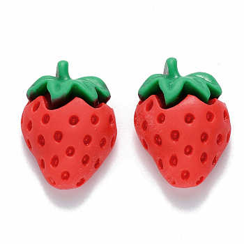 Resin Decoden Cabochons, Imitation Food, Strawberry, Red, 23x17x10mm