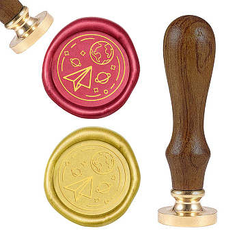 DIY Wood Wax Seal Stamp, Planet Pattern, 83x22mm, Head: 7.5mm, Stamps: 25x14.5mm