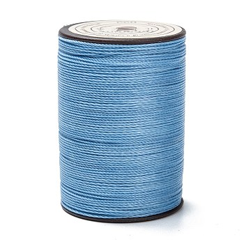 Round Waxed Polyester Thread String, Micro Macrame Cord, Twisted Cord, for Leather Sewing Stitching, Sky Blue, 0.55mm, about 131.23 yards(120m)/roll