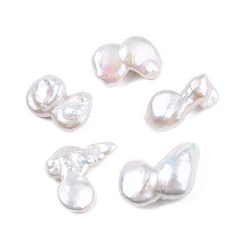 Baroque Natural Baroque Pearl Beads, Freshwater Pearl Beads, No Hole, Nuggets, White, 24.5~25.5x15~19x5~10mm