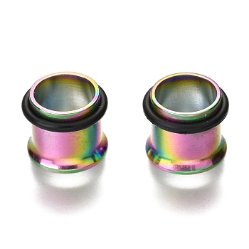 316 Surgical Stainless Steel Screw Ear Gauges Flesh Tunnels Plugs, Rainbow Color, 1/2 inch(12mm)