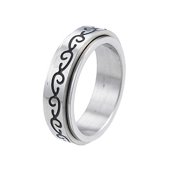 201 Stainless Steel Branch Wrap Rotating Finger Ring, Calming Worry Meditation Fidget Spinner Ring for Women, Stainless Steel Color, Inner Diameter: 17mm