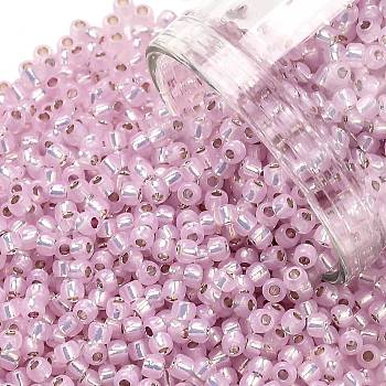 TOHO Round Seed Beads, Japanese Seed Beads, (2120) Silver Lined Light Pink Opal, 11/0, 2.2mm, Hole: 0.8mm, about 5555pcs/50g