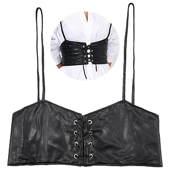 WADORN 1Pc PU Leather Waist Belt Harness, Gothic Underbust, Punk Style Corset for Women, Black, 31-7/8 inch(81cm)
