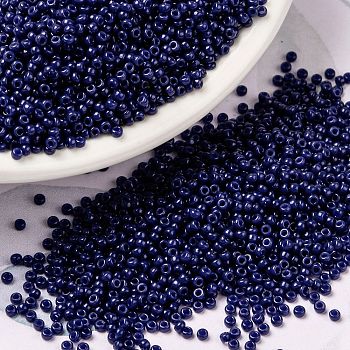 MIYUKI Round Rocailles Beads, Japanese Seed Beads, 15/0, (RR4493) Duracoat Dyed Opaque Navy Blue, 1.5mm, Hole: 0.7mm, about 5555pcs/10g