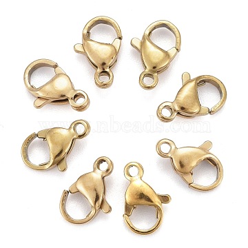 Ion Plating(IP) 304 Stainless Steel Lobster Claw Clasps, Parrot Trigger Clasps, Golden, 10x6x3mm, Hole: 1.5mm(X-STAS-H353-B-02G)