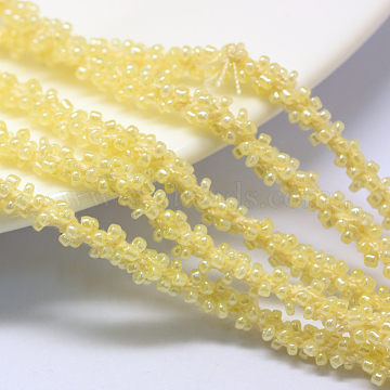 Seed Bead Cords, with Polyester Cords, 6-Ply, Round Hole, Champagne Yellow, 6mm, about 32.8 yards(30m)/bundle(OCOR-R042-05)