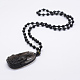 Natural Golden Sheen Obsidian Beaded Pendant Necklaces(NJEW-E116-14)-1