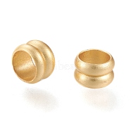 Matte Brass European Style Beads, Large Hole Beads, Long-Lasting Plated, Column, Real 18K Gold Plated, 4x6mm, Hole: 4.5mm(OPDL-H100-09MG)