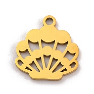 201 Stainless Steel Charms, Laser Cut, Shell Charm, Golden, 13.5x12.5x1mm, Hole: 1.4mm(STAS-U016-04G)