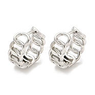 Chain-Shaped Brass Hoop Earrings, Real Platinum Plated, 15x6.5mm(EJEW-L211-009B-P)
