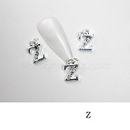Alloy Rhinestone Cabochons, Nail Art Decoration Accessories, with Jump Ring, Letter, Platinum, Letter.Z, 11~14x5~12mm(MRMJ-T056-93P-Z)