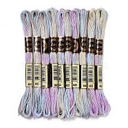 10 Skeins 6-Ply Polyester Embroidery Floss, Cross Stitch Threads, Segment Dyed, Lilac, 0.5mm, about 8.75 Yards(8m)/skein(OCOR-K006-A01)