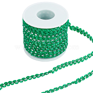 25M Metallic Yarn Lace Ribbons, Jacquard Ribbon, Garment Accessories, Green, 1/4 inch(8mm)(OCOR-GF0003-09C)