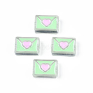 Transparent Acrylic Beads, with Enamel, Envelope, Pale Green, 22x16x9mm, Hole: 3mm(ACRC-S039-11B)
