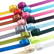 Nylon Ribbons, Herringbone Weave Ribbon, Mixed Color, 1 inch(25mm), 16strands/set(NWIR-NB0001-06)